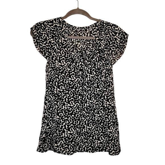 J.Crew womens black and white dotted silk cap sleeve button front blouse size S - Picture 1 of 10